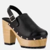 ALONA Black Slingback High Block Heeled Clogs