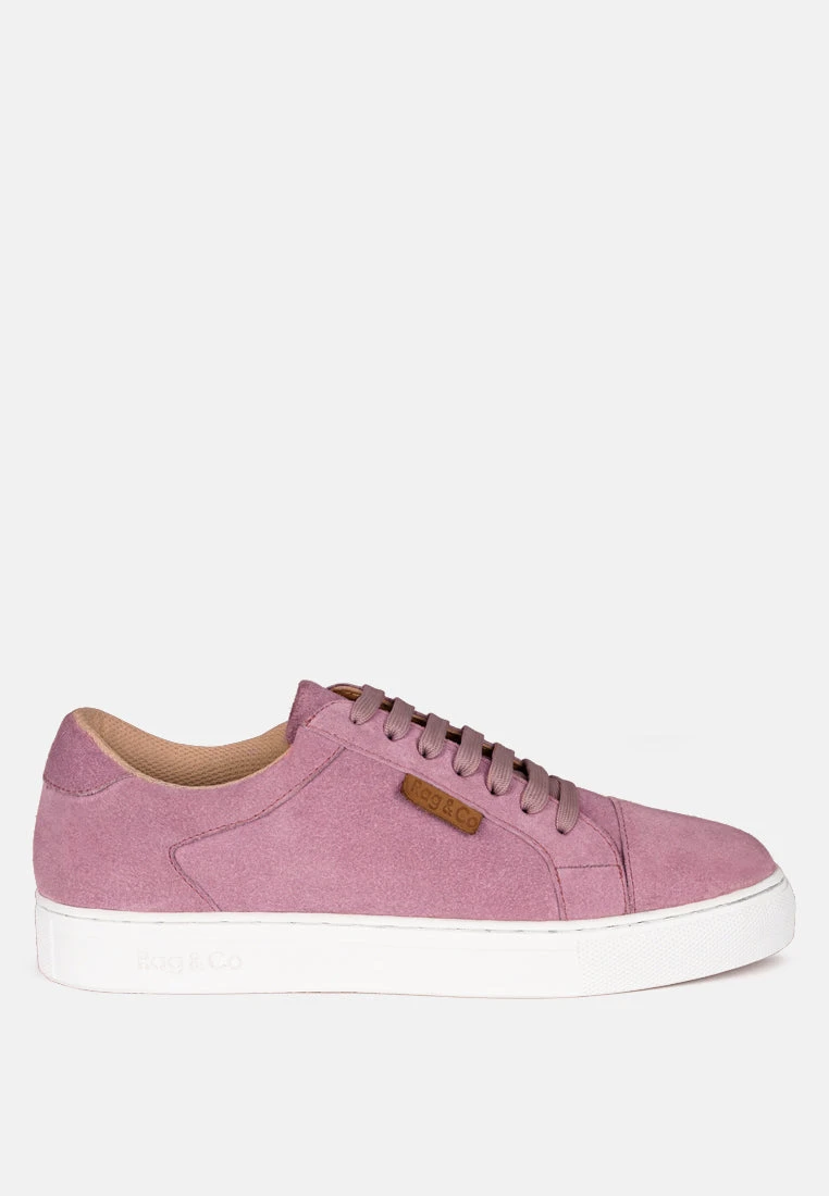 ASHFORD Pink Fine Suede Handcrafted Sneakers - Image 2