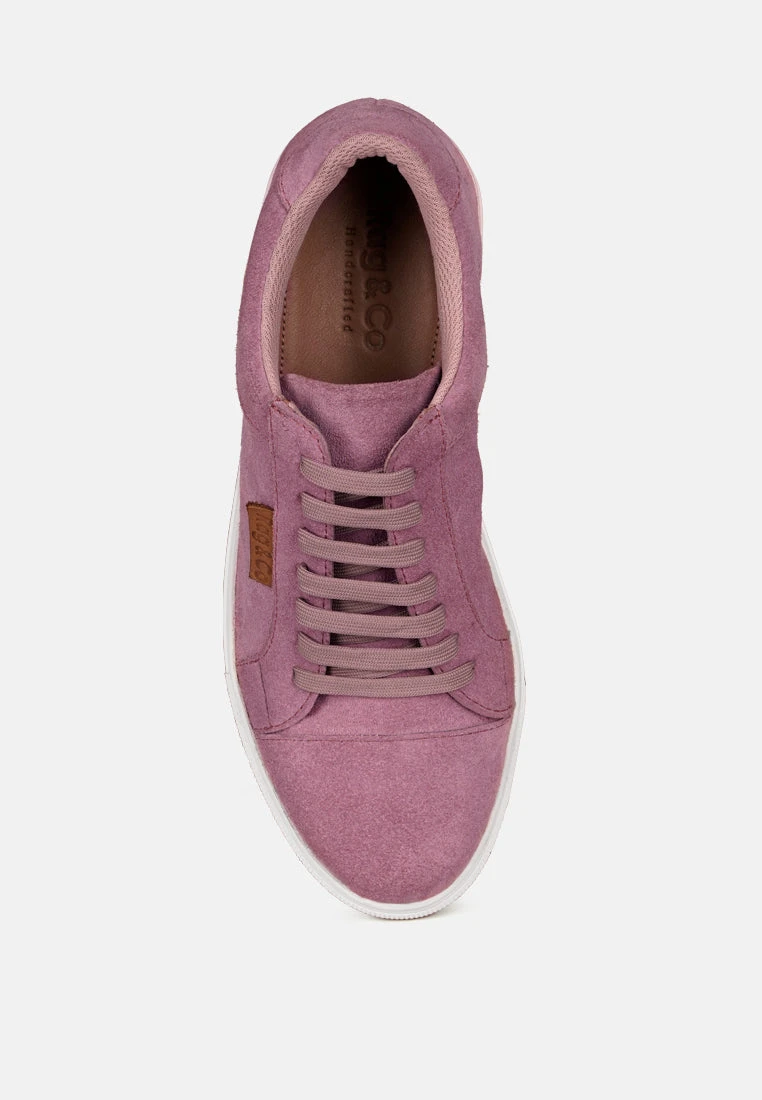 ASHFORD Pink Fine Suede Handcrafted Sneakers - Image 6