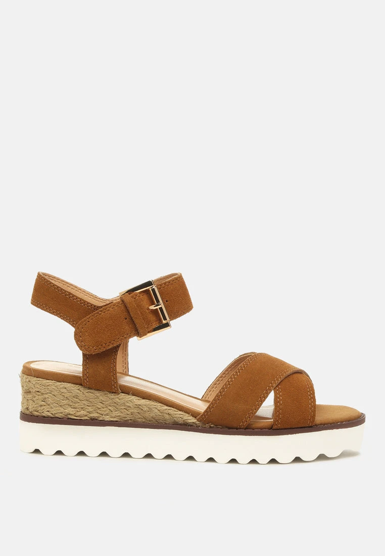 CASA Tan Wedge Sandals - Image 2