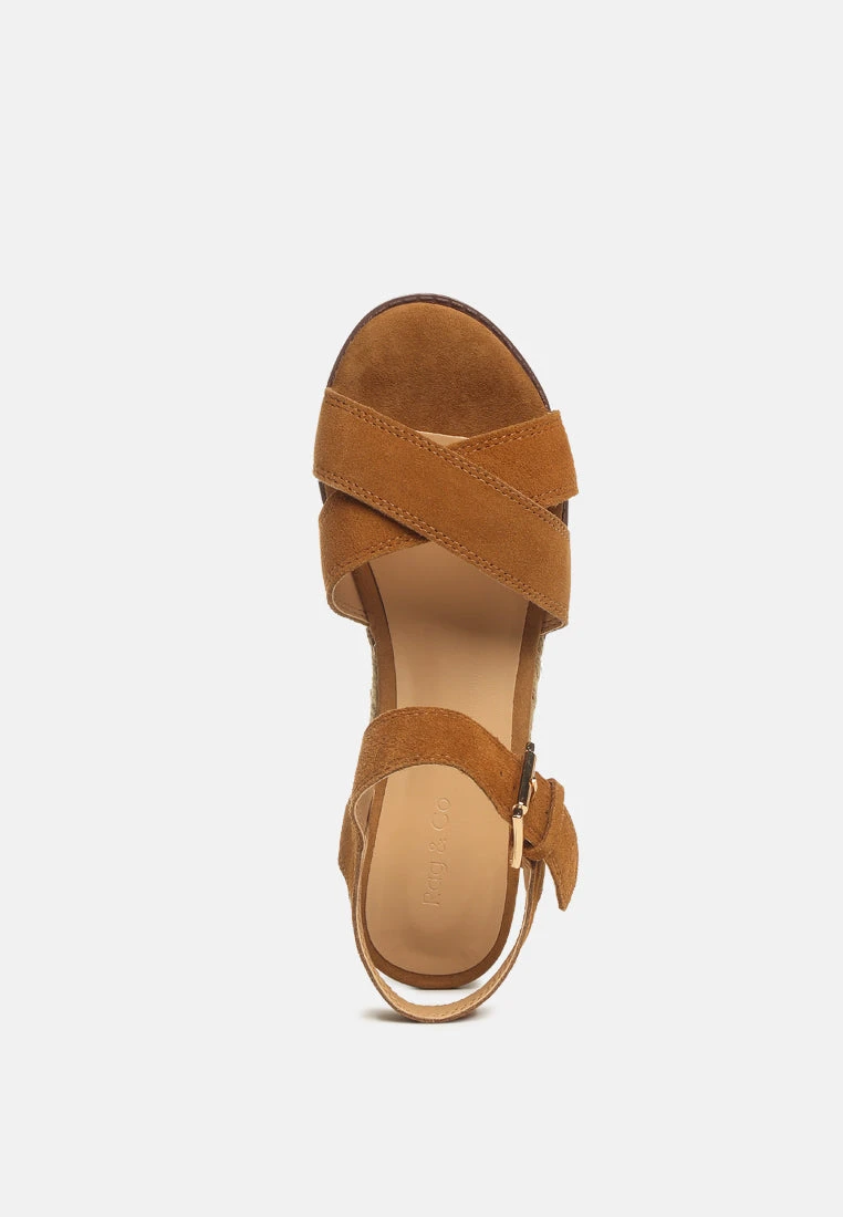 CASA Tan Wedge Sandals - Image 7
