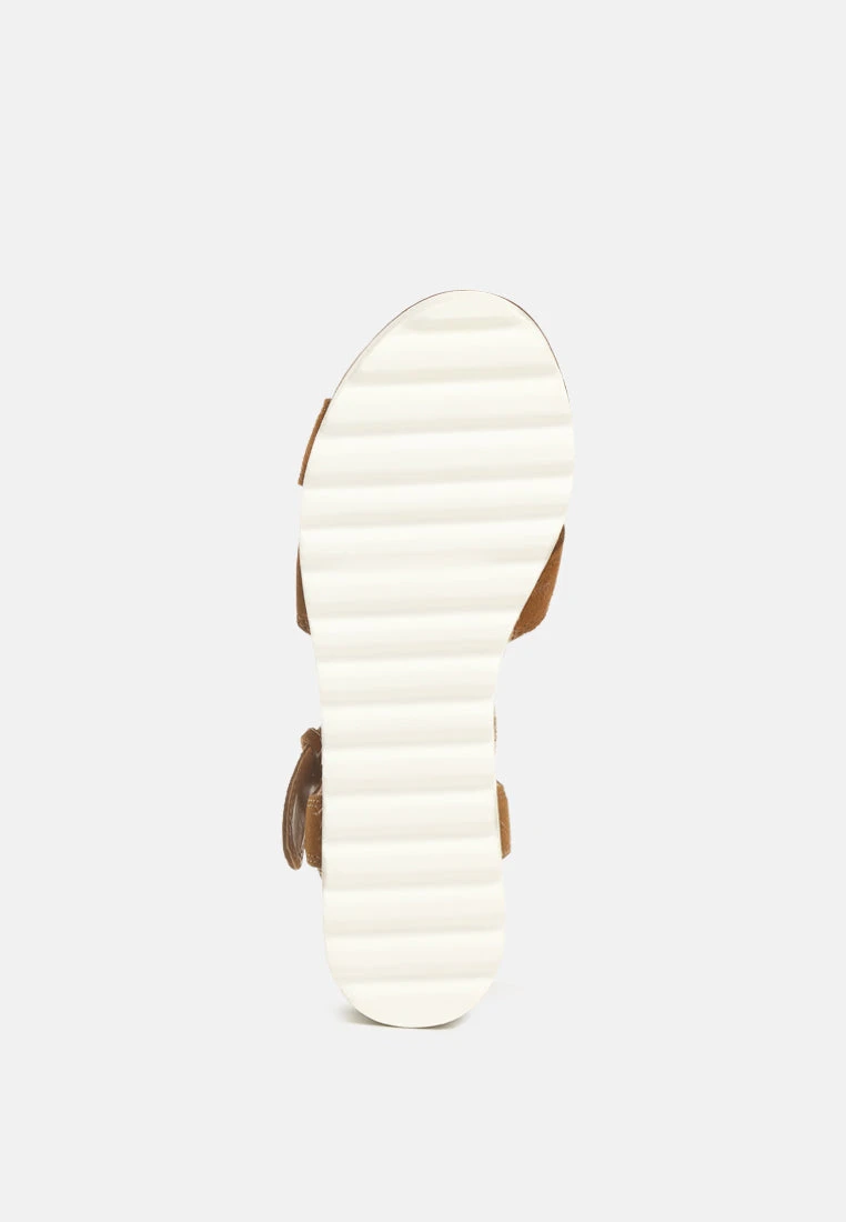 CASA Tan Wedge Sandals - Image 6