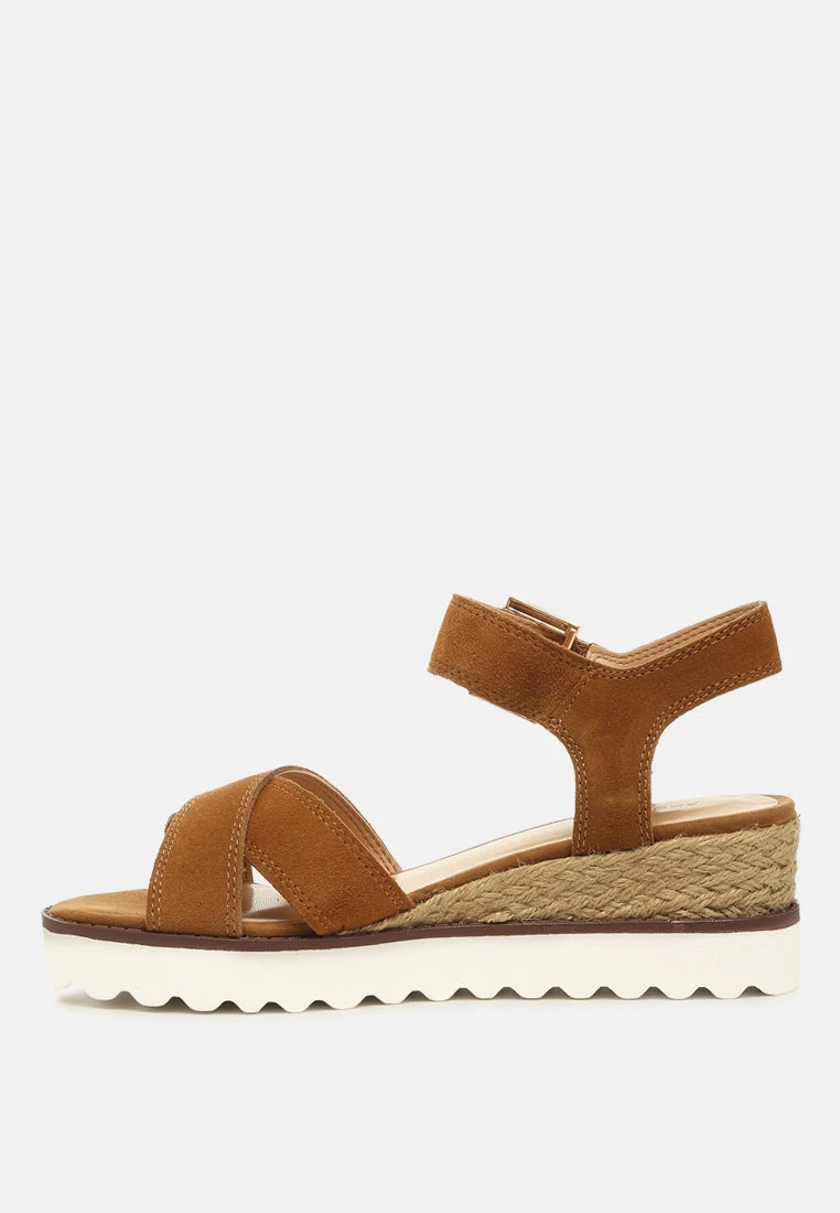 CASA Tan Wedge Sandals - Image 4