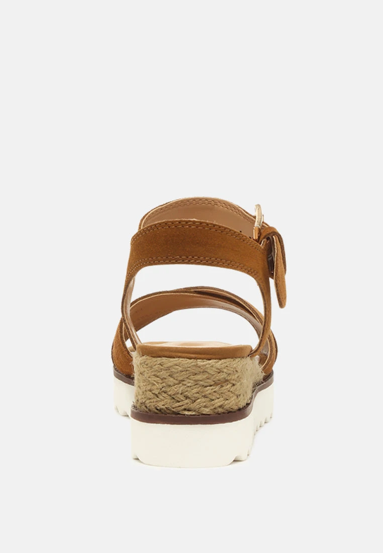 CASA Tan Wedge Sandals - Image 5