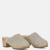 CEDRUS Fine Suede Studded Clogs Mules In Beige