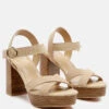 CHOUPETTE Suede Leather Block Heeled Sandal In Nude