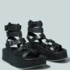 CRUZ Gladiator Platform Leather Sandal In Black