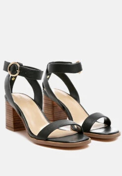 DOLPH Stack Block Heeled Sandal In Black