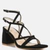 FIORELLA Black Strappy Block Heel Sandals