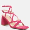 FIORELLA Fuchsia Strappy Block Heel Sandals
