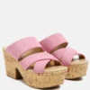 GERD Block Heeled Suede Slip-On Sandal In Pink
