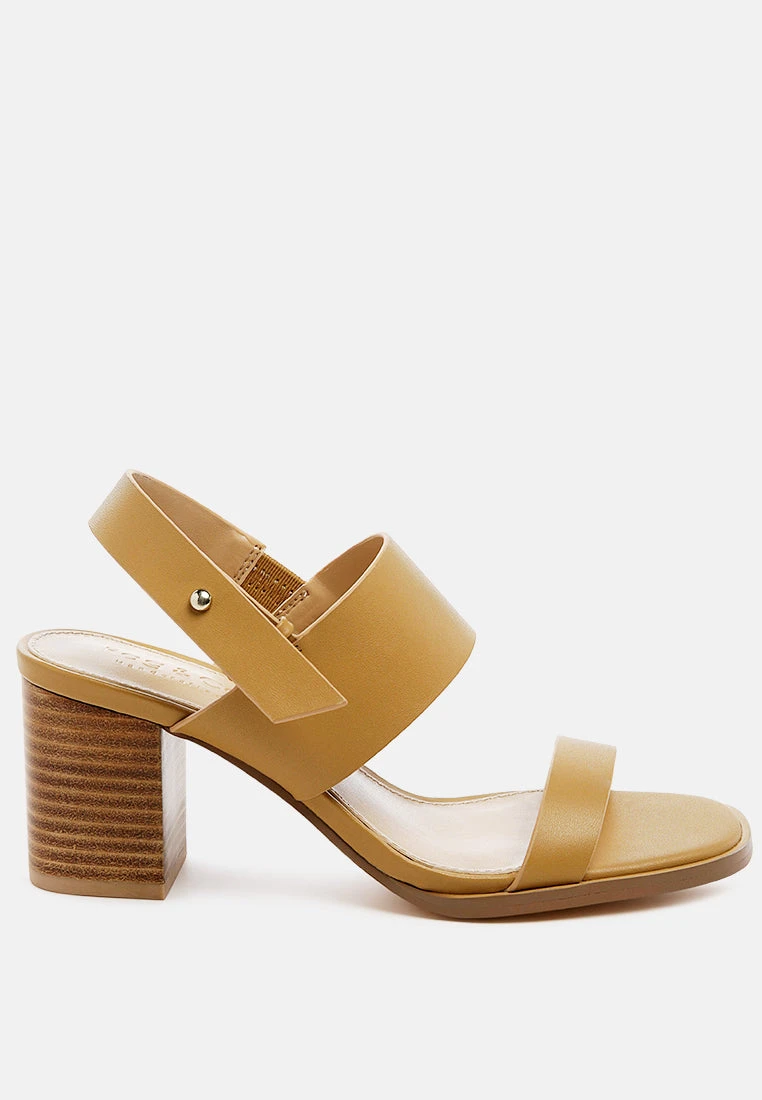 GERTUDE Slingback Block Heel Leather Sandal In Tan - Image 2