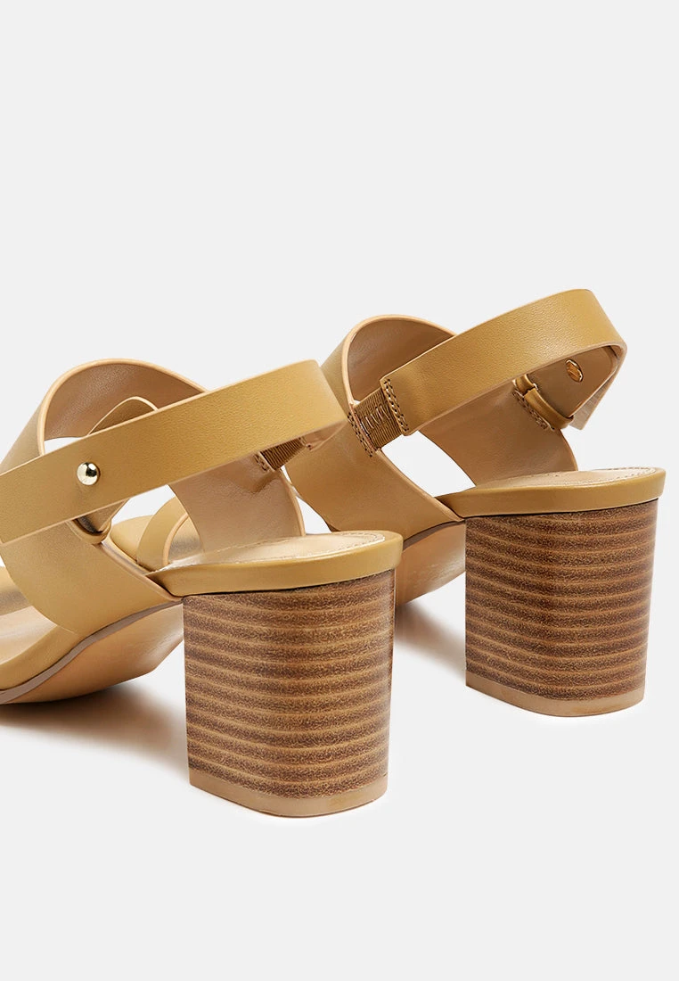 GERTUDE Slingback Block Heel Leather Sandal In Tan - Image 3