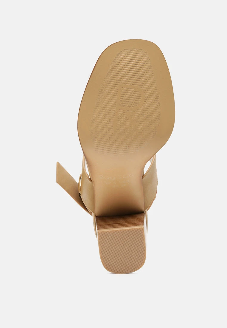 GERTUDE Slingback Block Heel Leather Sandal In Tan - Image 4