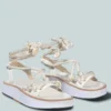 KENDALL Strings Platform Leather Sandal In White