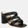 KYWE Black Textured Heel Chunky Strap Sandals