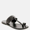 LEONA Black Thong Flat Sandals