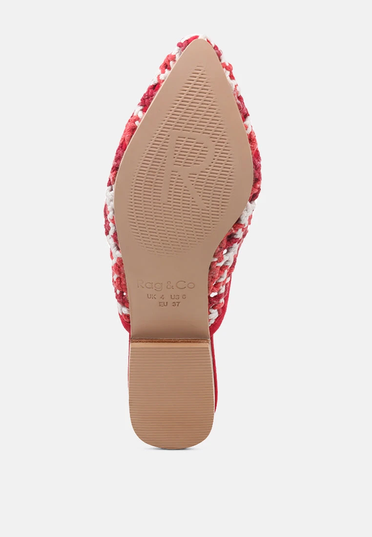 MARIANA Red Woven Flat Mules With Tassels - Image 7