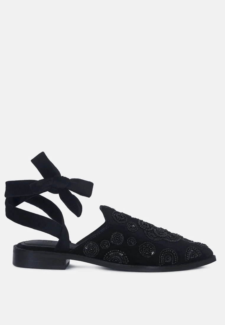 Mande Embroidered Velvet Mules In Black - Image 2