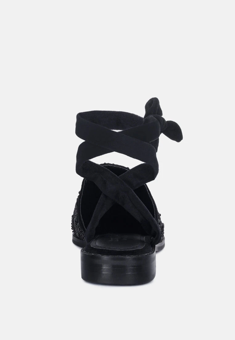 Mande Embroidered Velvet Mules In Black - Image 5