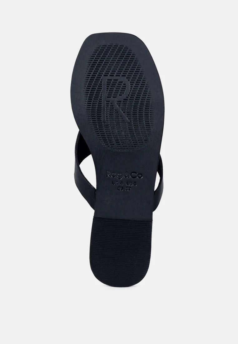 OROFERR Black Soft Leather Luxury Thong Flats - Image 6