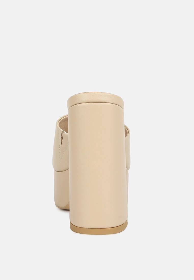 SHURI Open Toe High Block Heel Sandals In Beige - Image 5