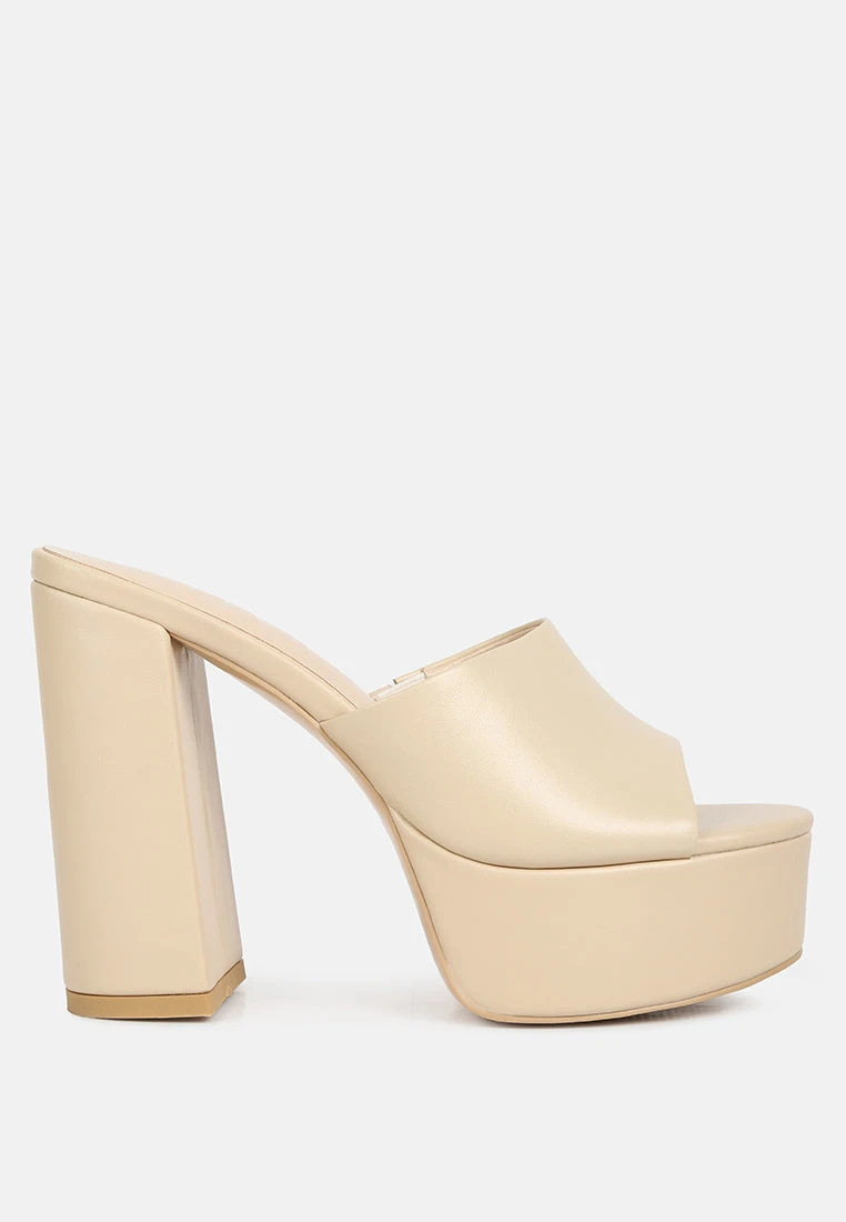 SHURI Open Toe High Block Heel Sandals In Beige - Image 2