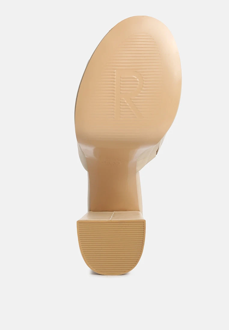 SHURI Open Toe High Block Heel Sandals In Beige - Image 7