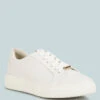 SCHICK Lace Up Leather Sneakers In White