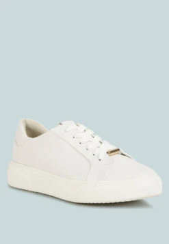 SCHICK Lace Up Leather Sneakers In White