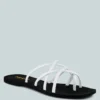 SWEETIN White Strappy Flat Slip On Sandals