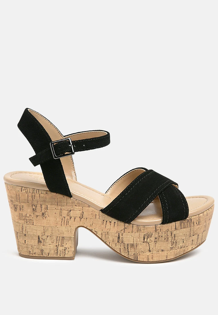 ULLA High Heeled Block Sandal In Black - Image 2