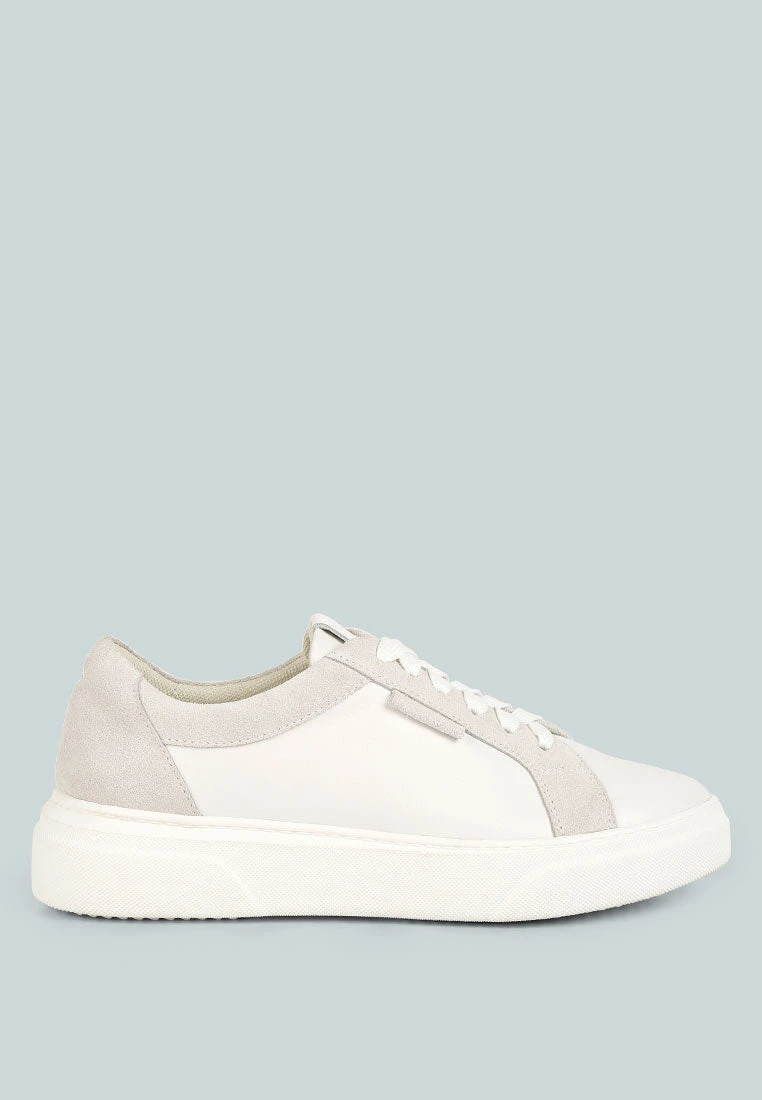 ENDLER Color Block Leather Sneakers In White - Image 2