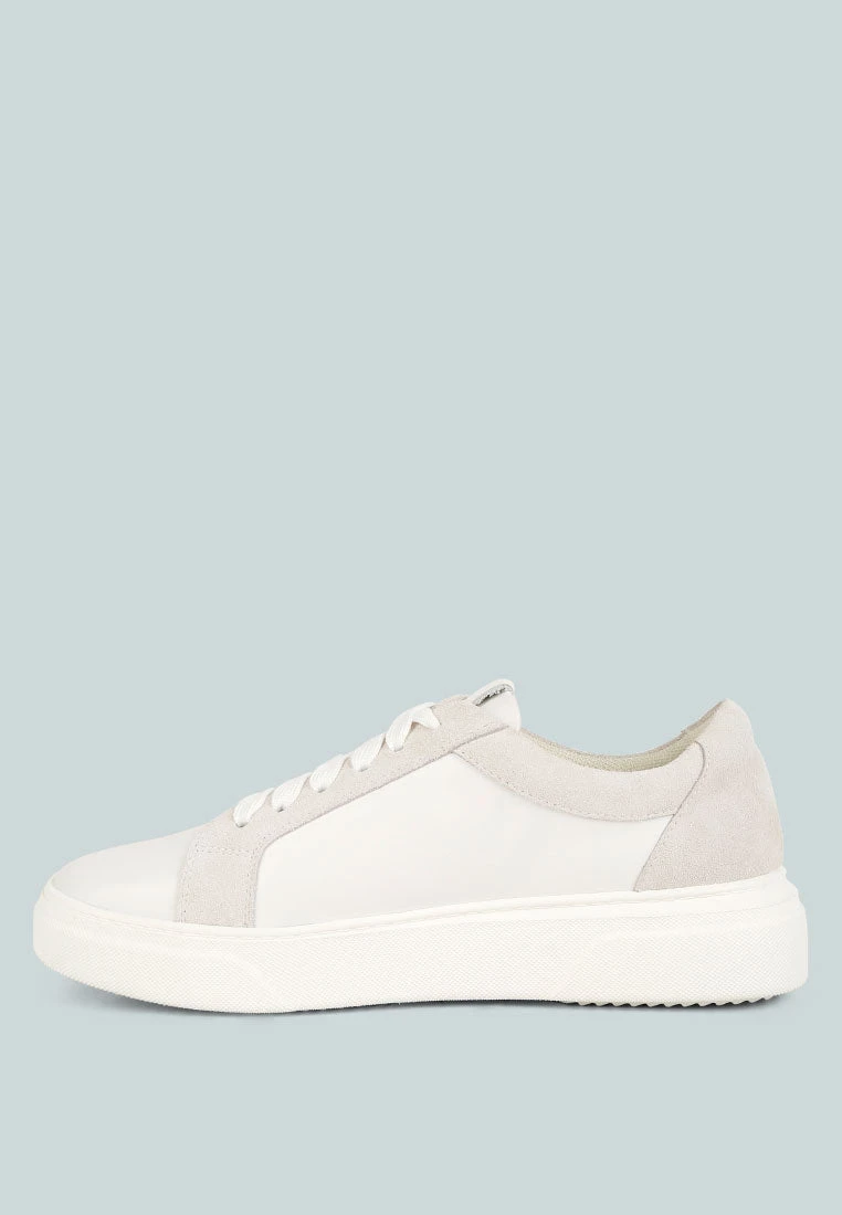 ENDLER Color Block Leather Sneakers In White - Image 4