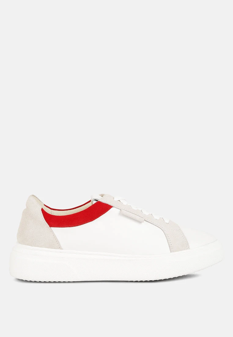 ENDLER Color Block Leather Sneakers In Red - Image 2