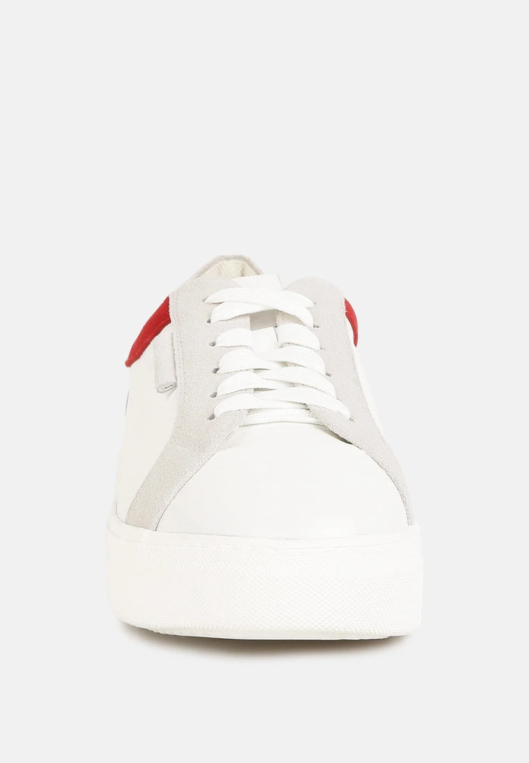 ENDLER Color Block Leather Sneakers In Red - Image 3