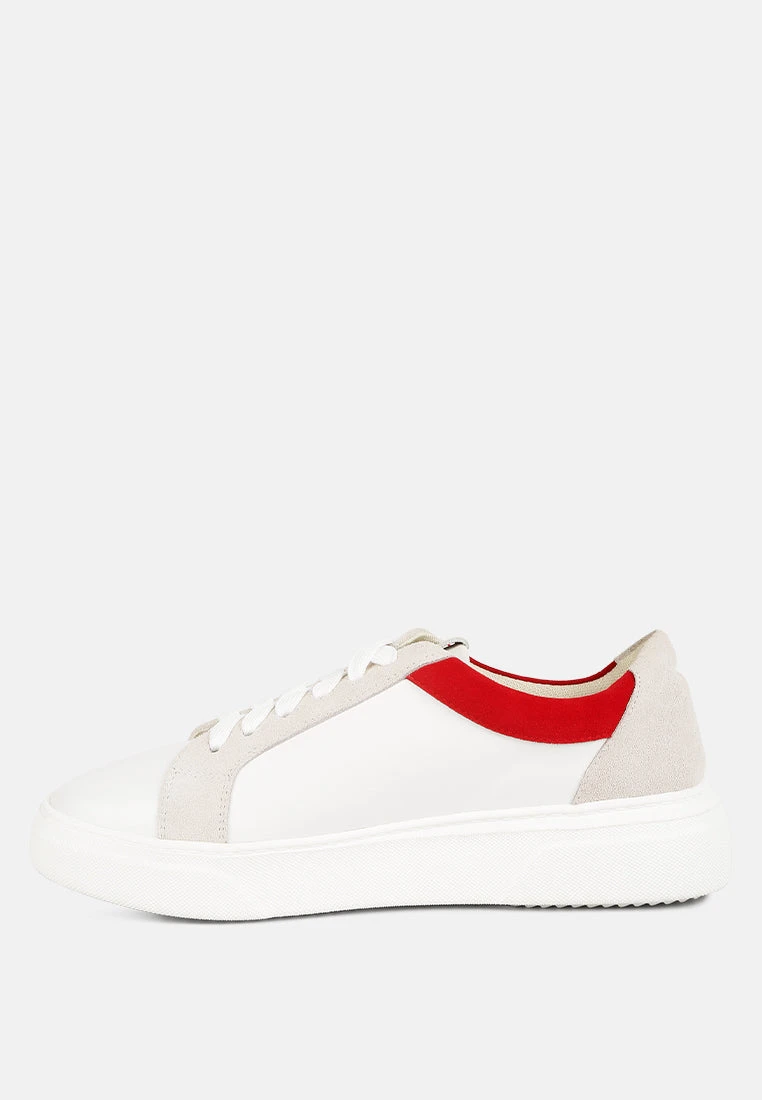 ENDLER Color Block Leather Sneakers In Red - Image 4