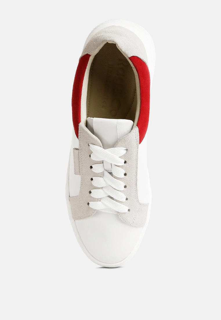 ENDLER Color Block Leather Sneakers In Red - Image 6