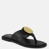 KATHLEEN Embellished Black Slip-on Thong Sandals