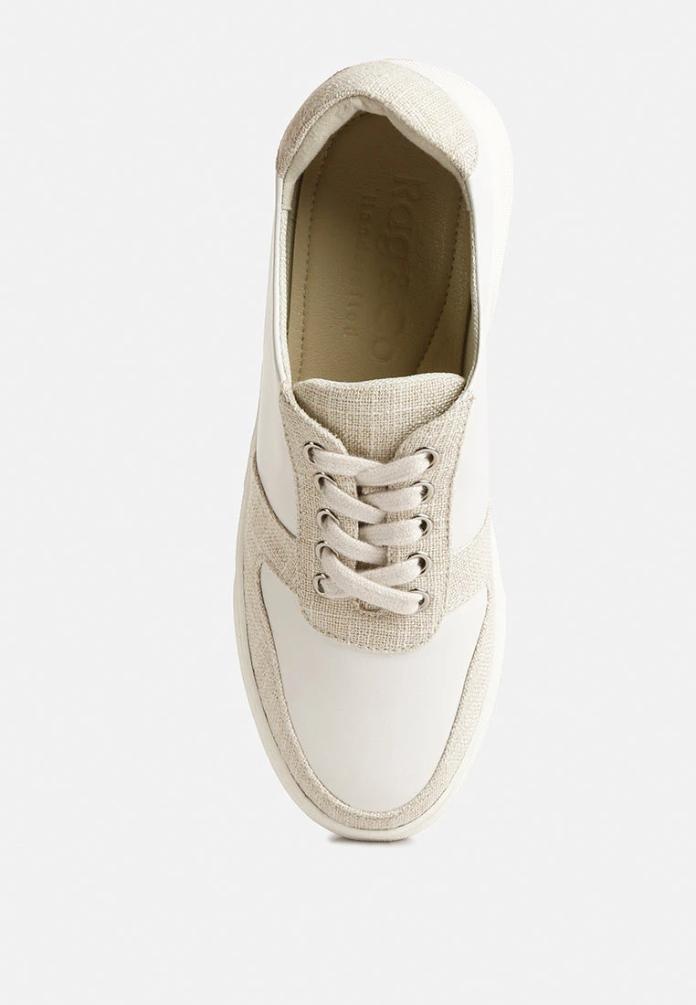 KJAER Dual Tone Leather Sneakers In Off White - Image 6