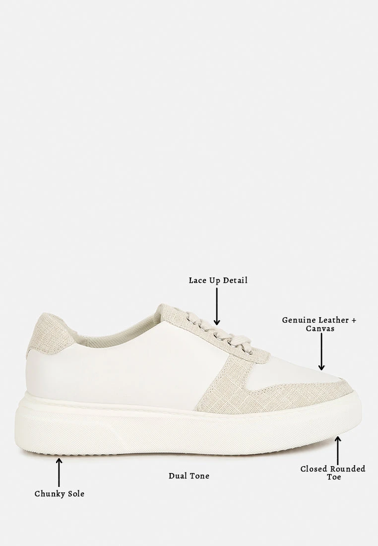 KJAER Dual Tone Leather Sneakers In Off White - Image 8
