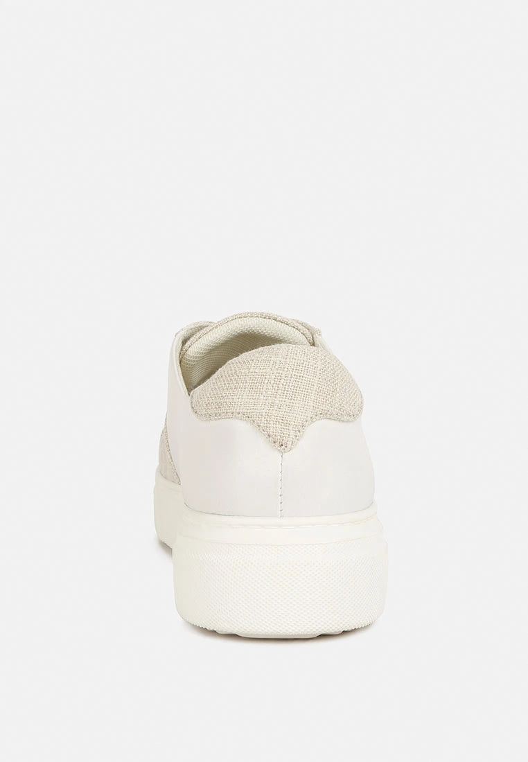 KJAER Dual Tone Leather Sneakers In Off White - Image 5