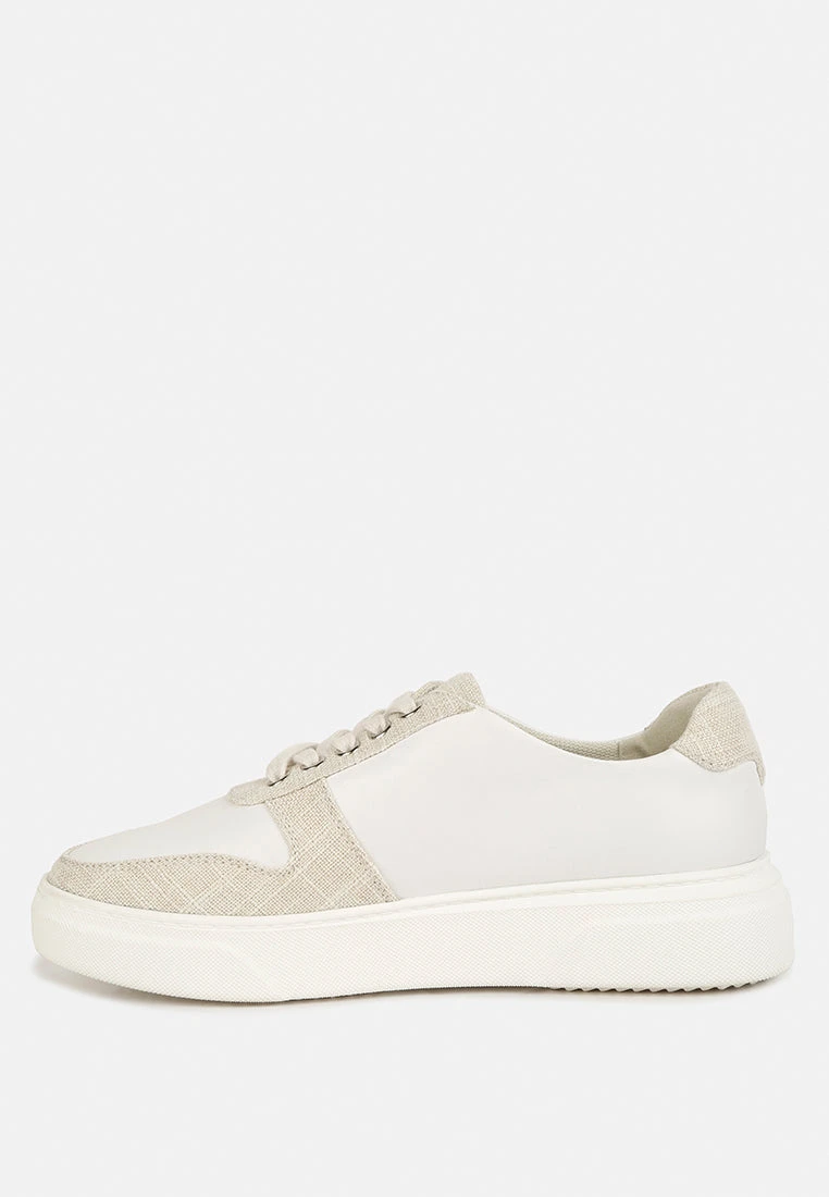 KJAER Dual Tone Leather Sneakers In Off White - Image 4