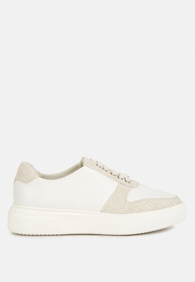 KJAER Dual Tone Leather Sneakers In Off White - Image 2