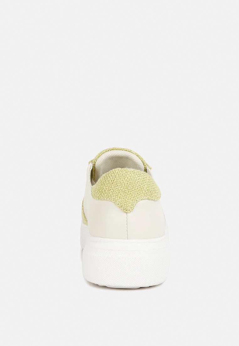 KJAER Dual Tone Leather Sneakers In Green - Image 5