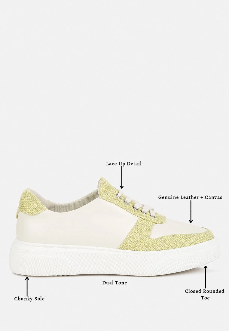 KJAER Dual Tone Leather Sneakers In Green - Image 8