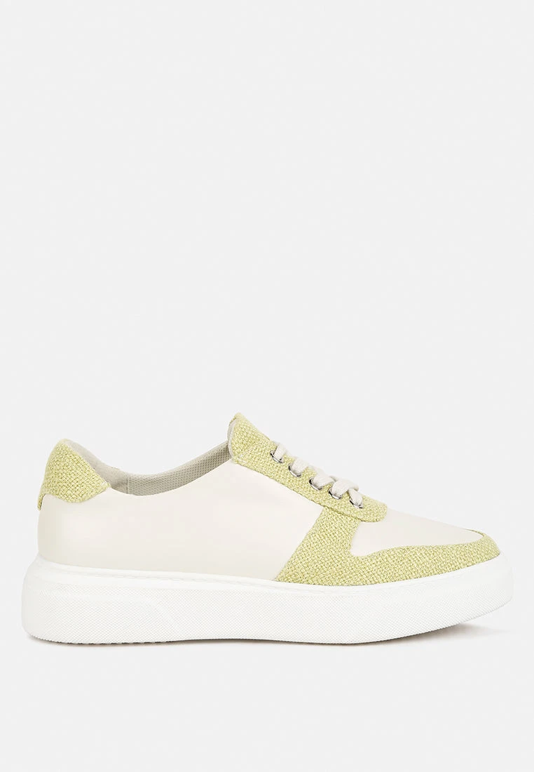 KJAER Dual Tone Leather Sneakers In Green - Image 2