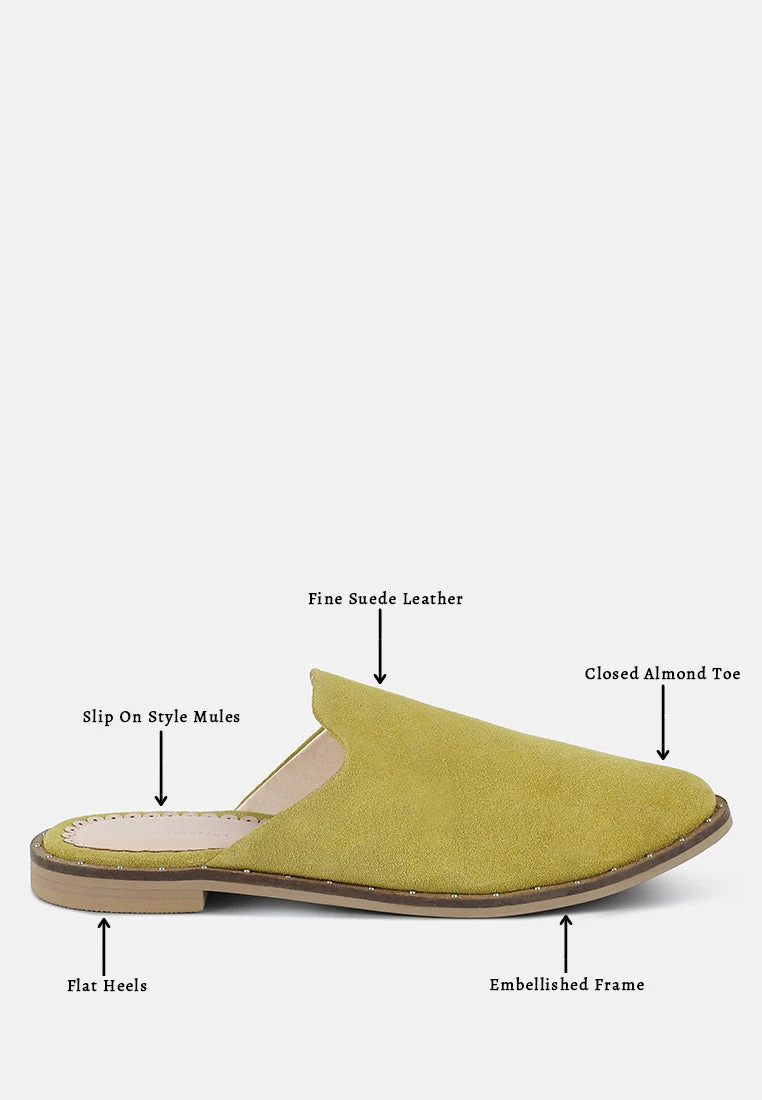 LIA Mustard Handcrafted Suede Mules - Image 8