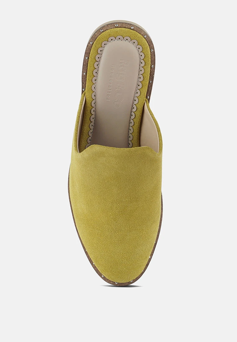 LIA Mustard Handcrafted Suede Mules - Image 6