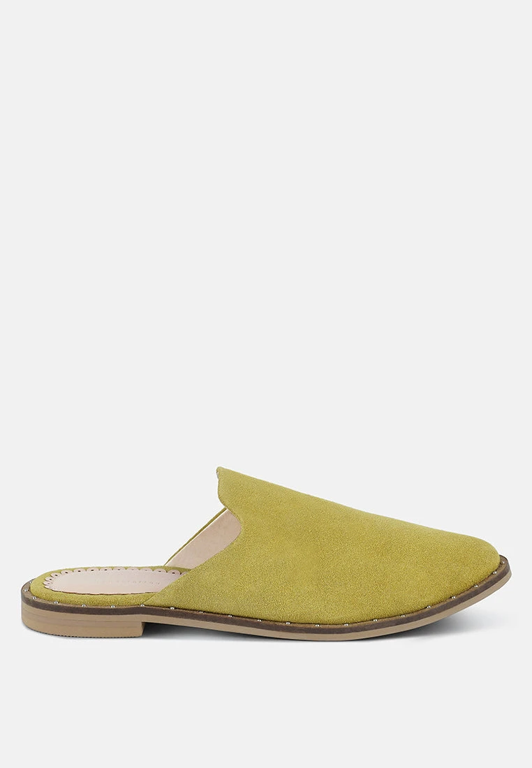 LIA Mustard Handcrafted Suede Mules - Image 2